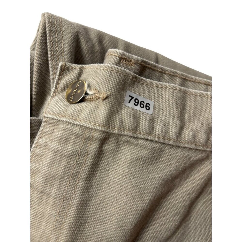 Carhartt Mens Beige Canvas Dungaree Work Pants Size 42x32 - note flaws